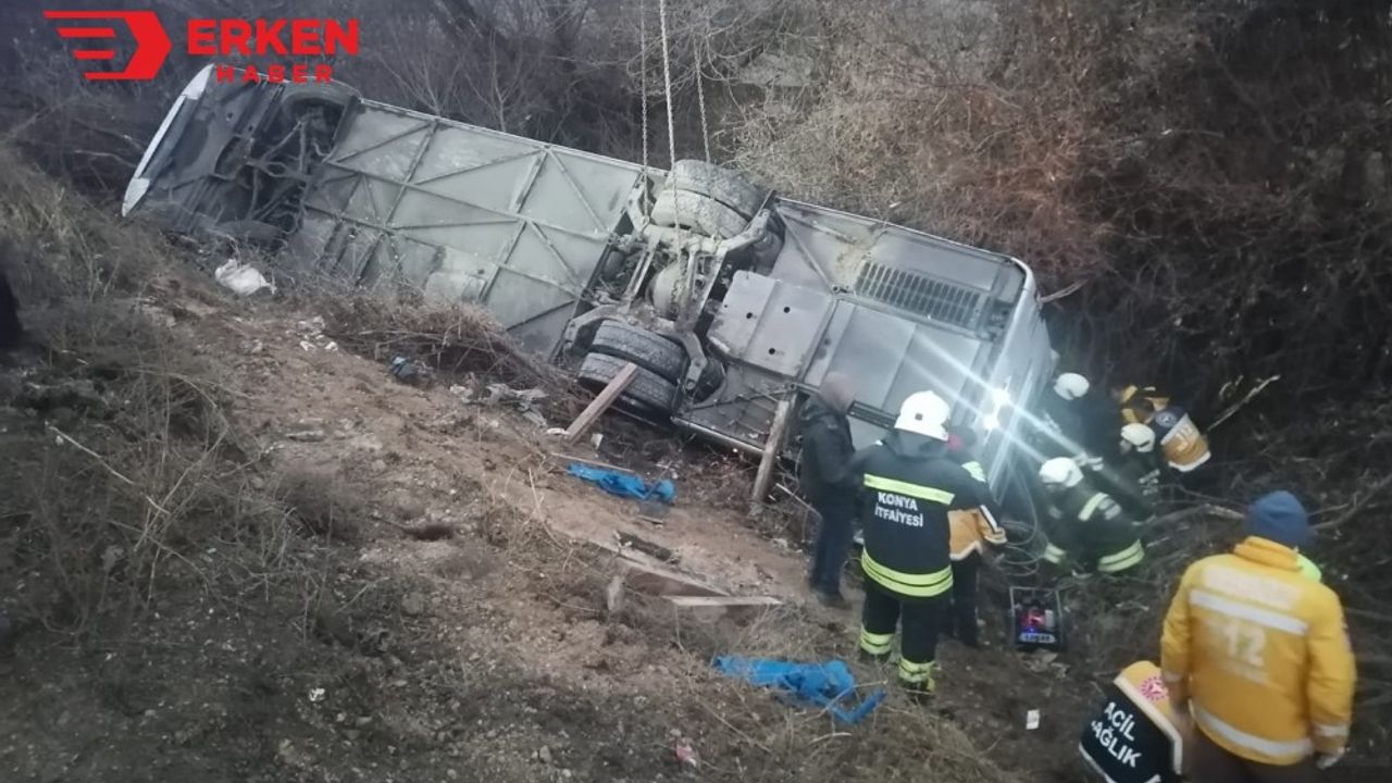 Konya'da otobüs devrildi: 15 yaralı