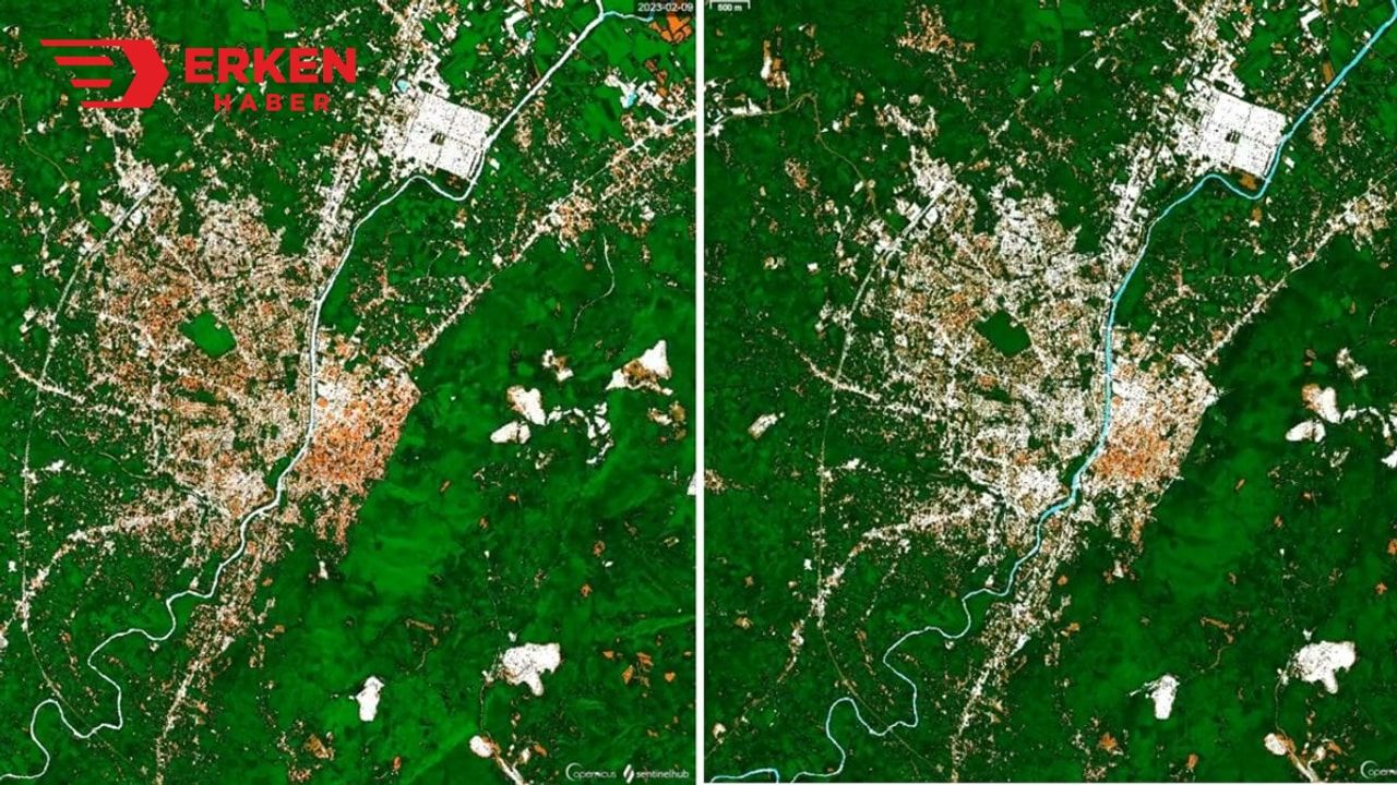 Antakya'daki yıkım uydu görüntülerinde