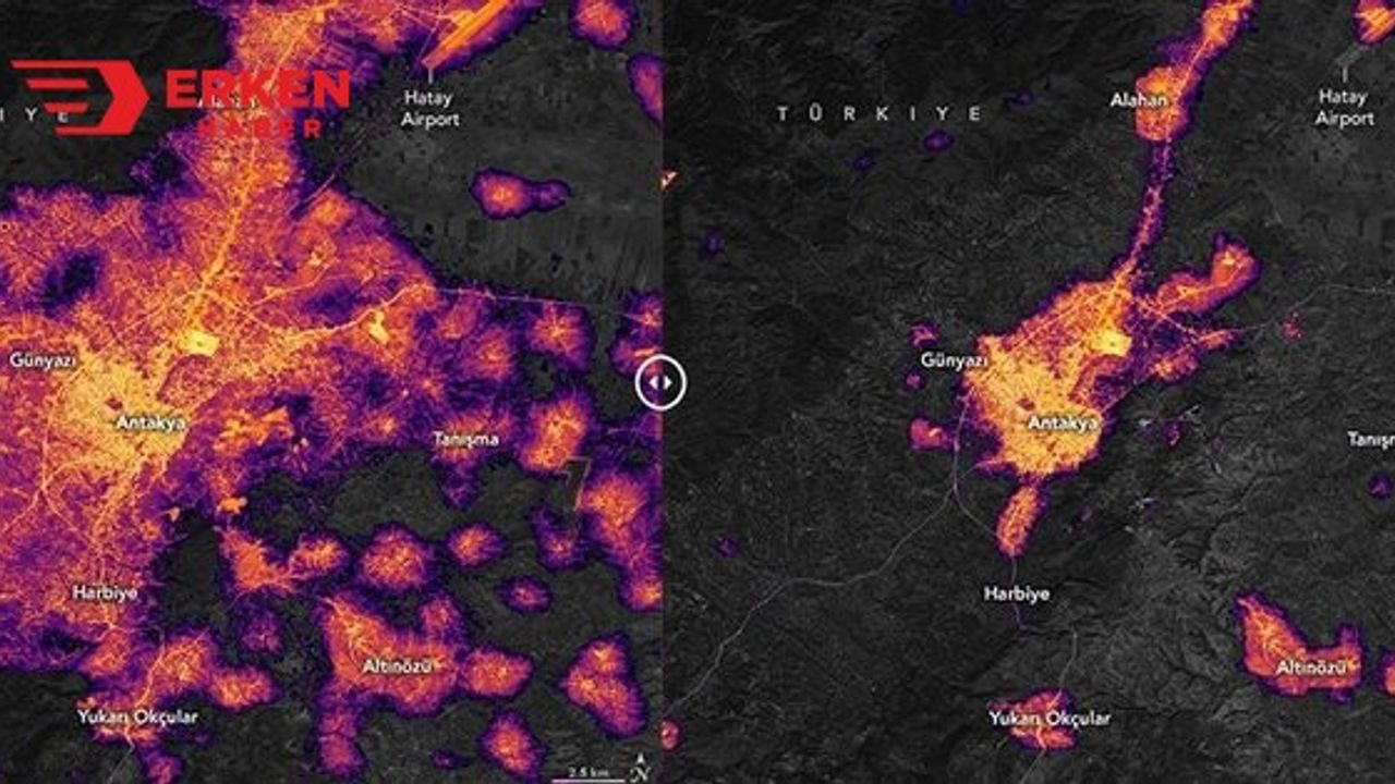 Uydu ve kızılötesi görüntülerde depremin boyutu
