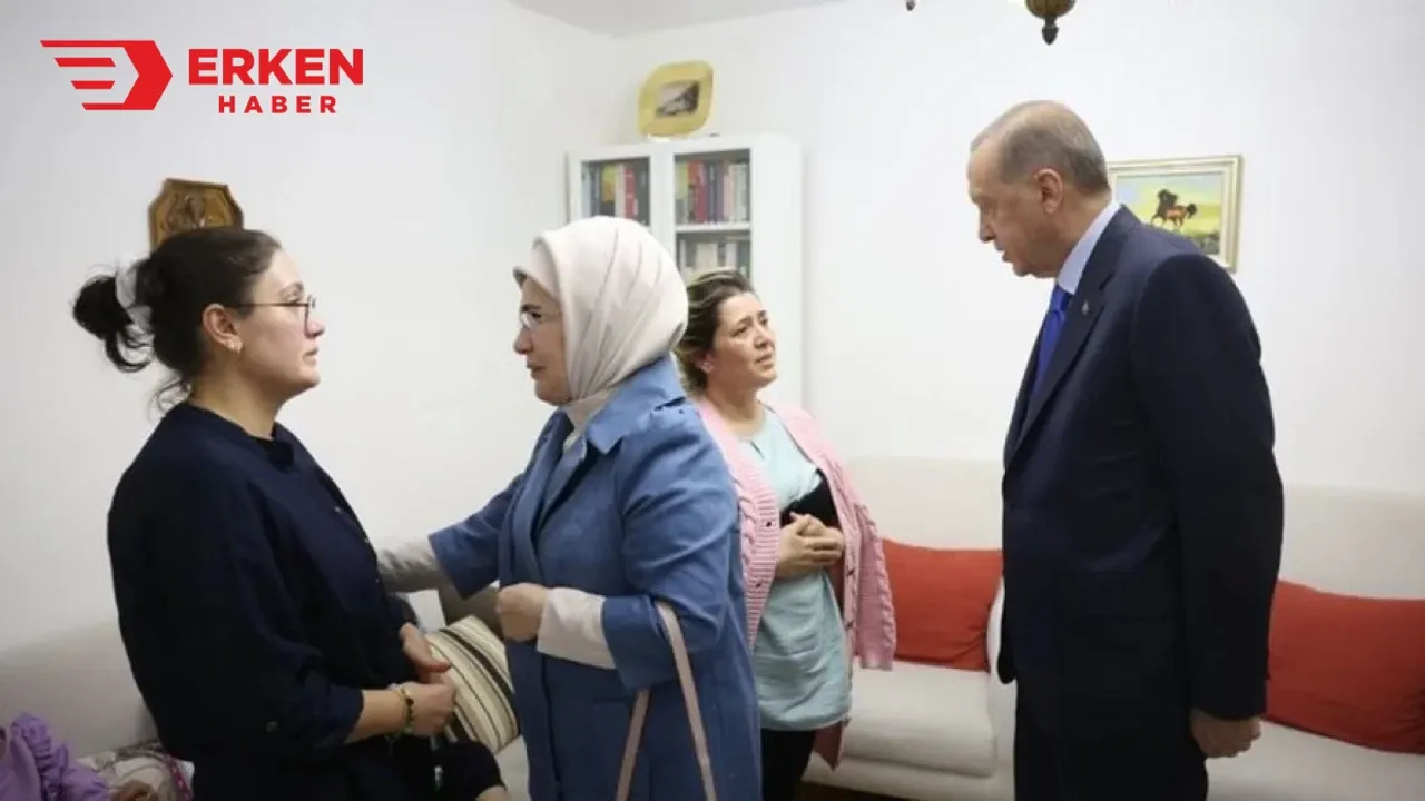 Erdoğan ve eşi Emine Erdoğan'dan depremzede aileye ziyaret