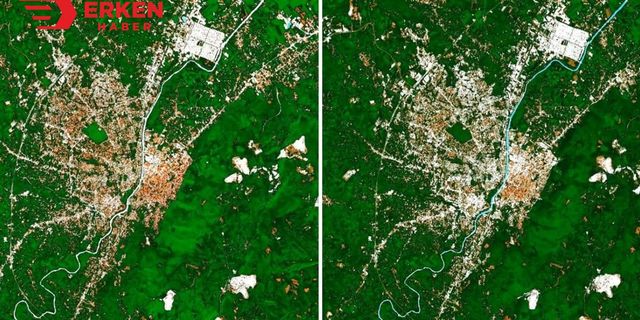 Antakya'daki yıkım uydu görüntülerinde