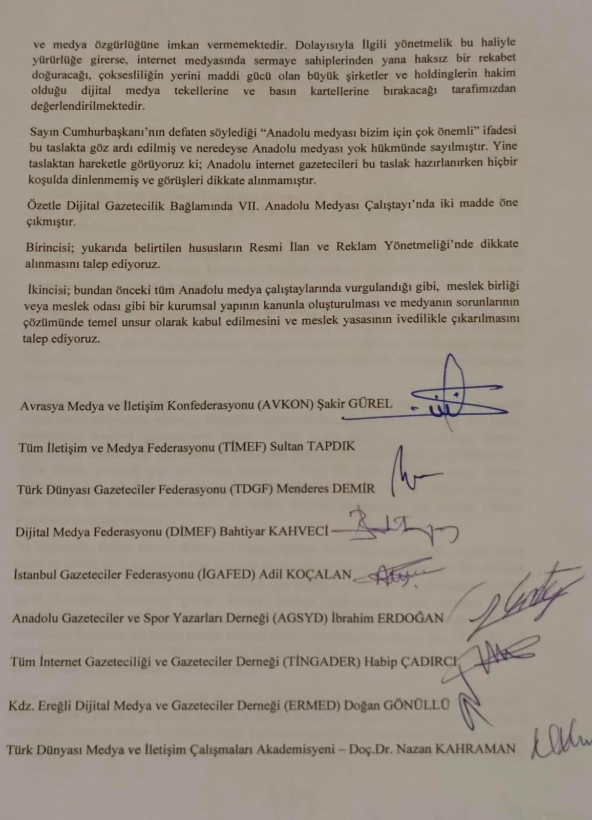 TİMEF bildiri